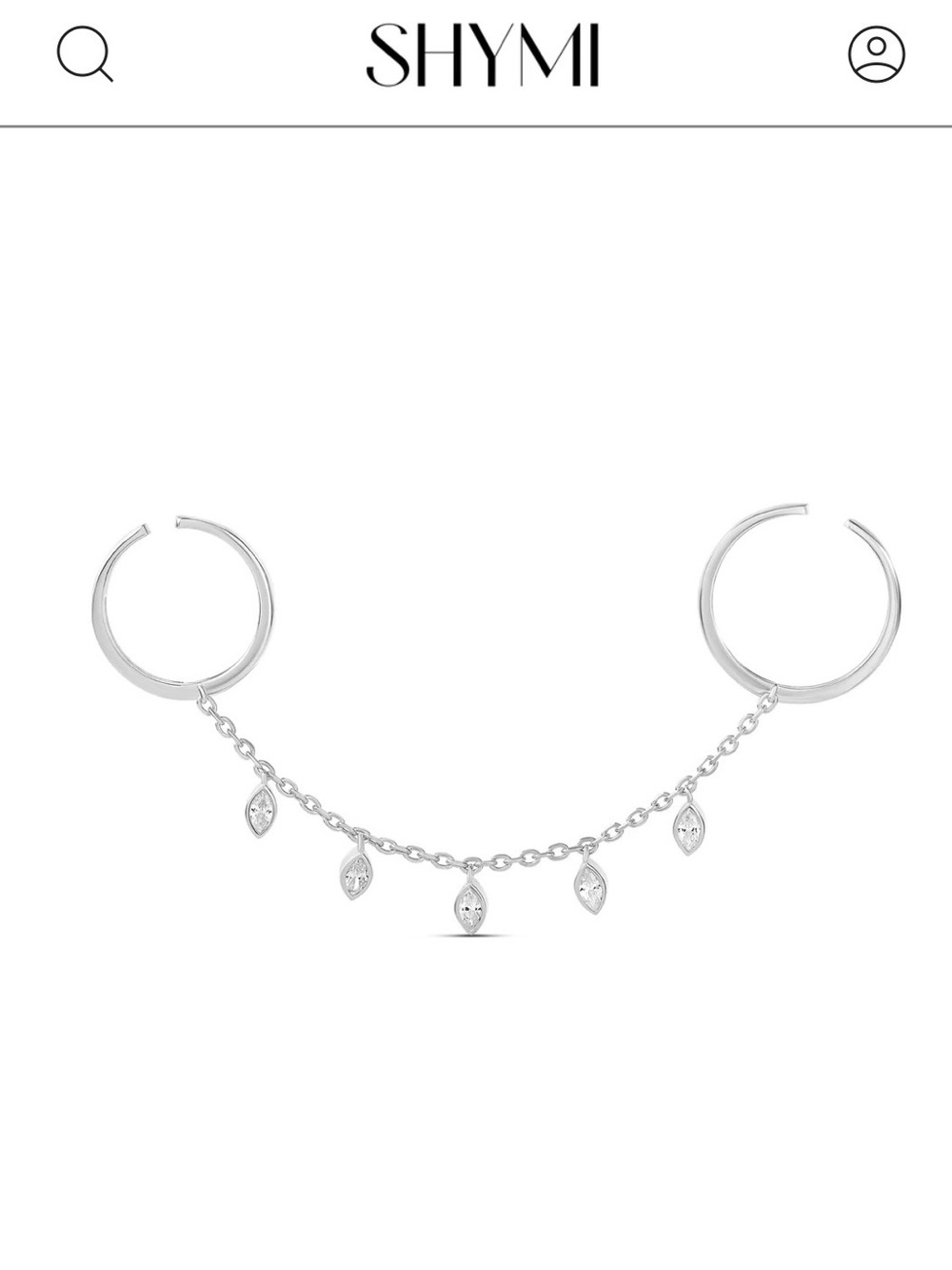 SHYMI Silver Double Hoop Chain Ring with Marquise Dangles